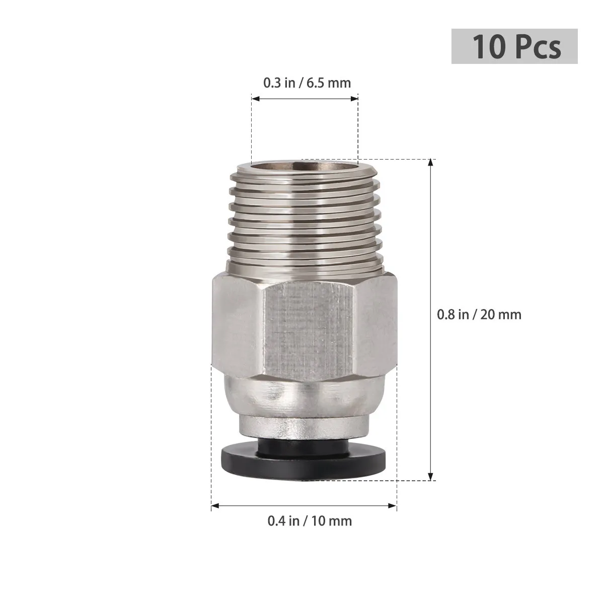 10Pcs 3D Printer Tube Connector Male Straight Pneumatic Pc4-M10 Ptfe Tube Fitting Easy Insert Quick Disconnect