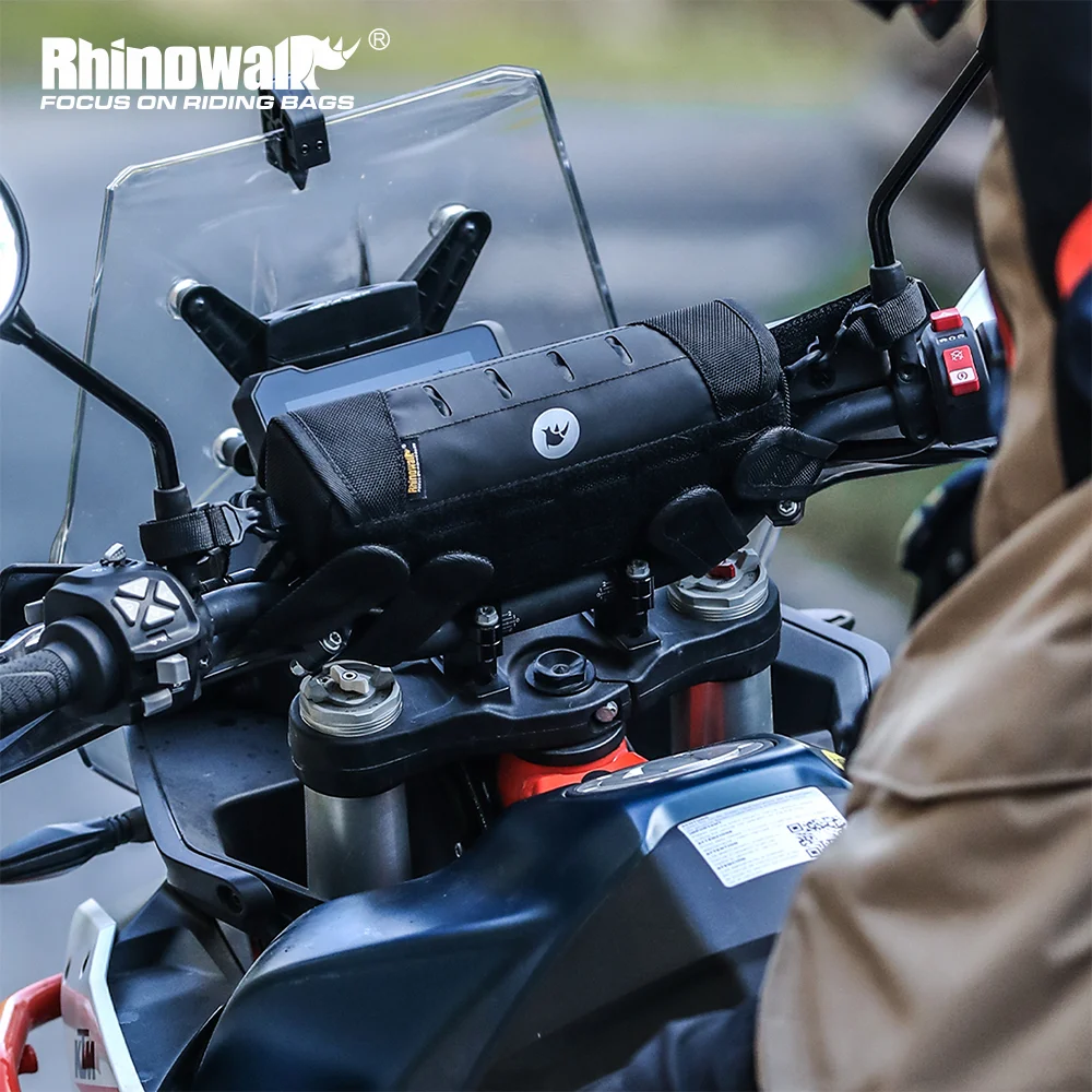 

Сумка на руль мотоцикла Rhinowalk, водонепроницаемая универсальная сумка для хранения, дорожный аксессуар для двигателя, подходит для бездорожья и ADV, сумка на плечо для верховой езды
