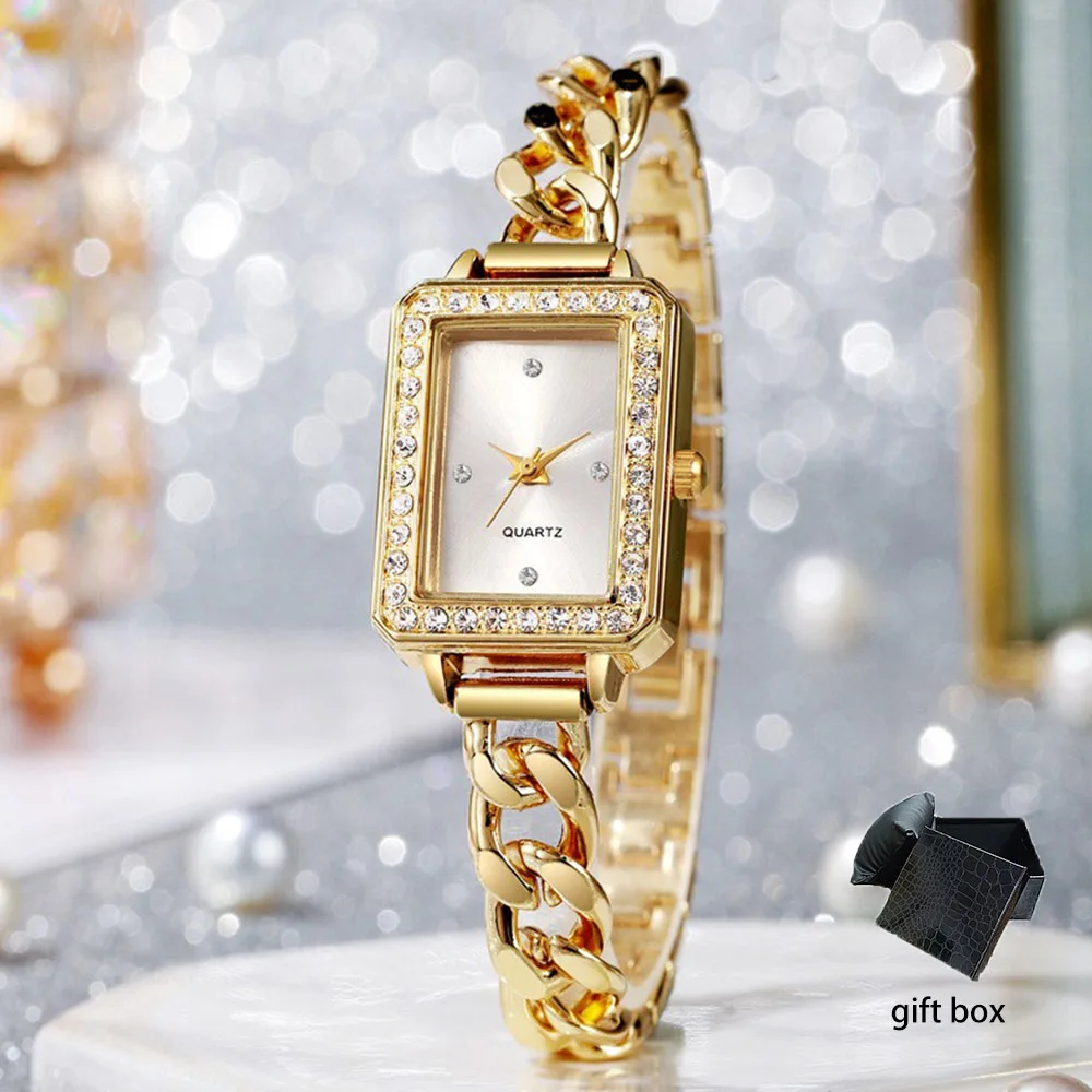 

Новые модные женские кварцевые часы, классические женские часы с маленьким прямоугольным циферблатом, элегантные ювелирные часы в стиле Y2K для девочек, relojes