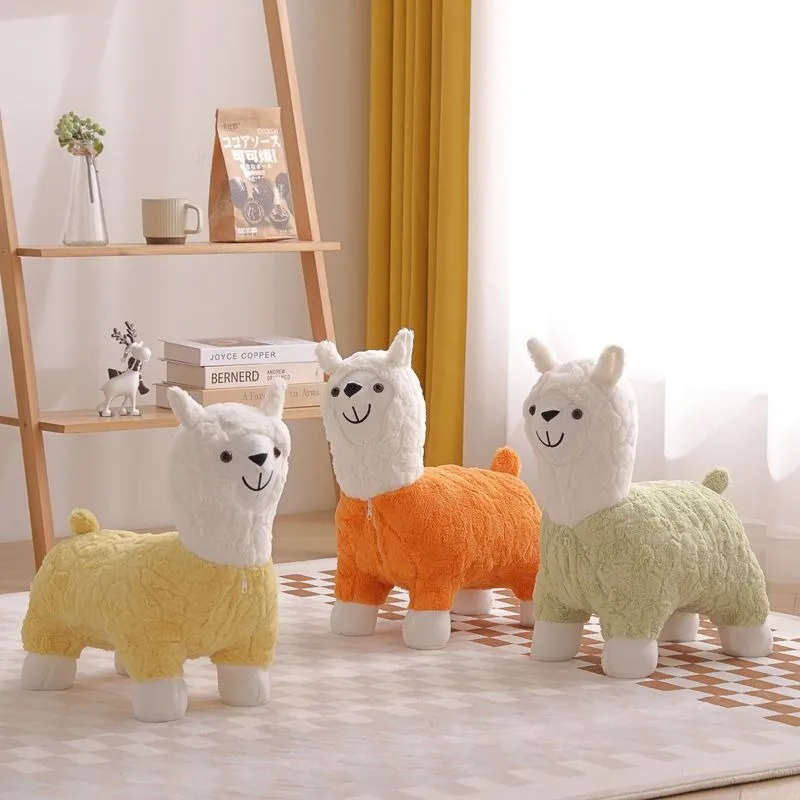 Alpaca Shape Stool Living Room Changing Shoes Stool Leisure Stools Cartoon Pet Simple Modern Animal Stools Ottomans Bench Pouf