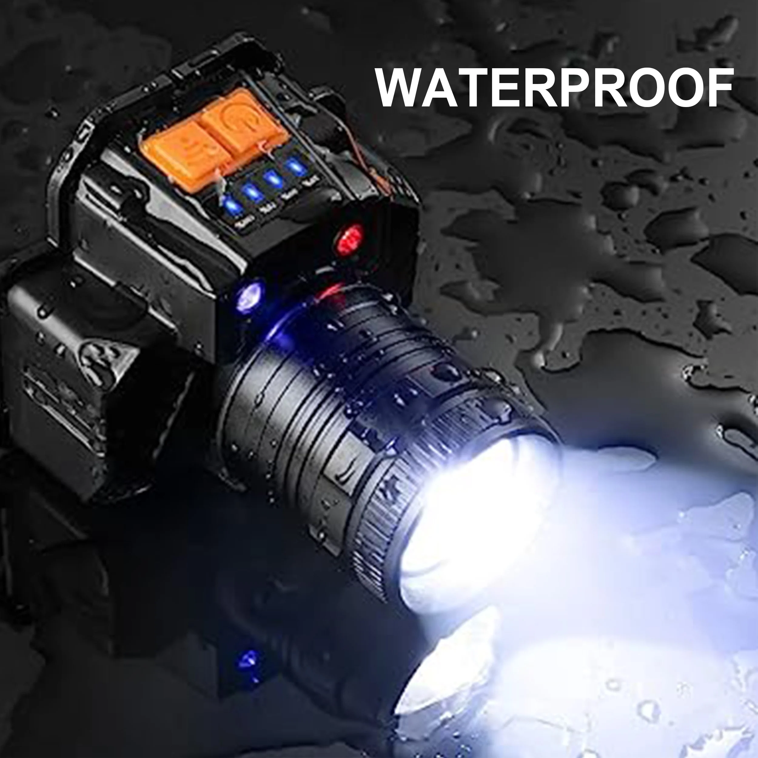 Led Headlamp High Lumen Super Bright Rechargeable Zoomable Headlamp Flashlight with Motion Sensor Outdoor Hard Hat Light