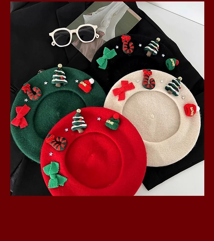 عناصر عيد الميلاد الحلوة قبعة صغيرة من الصوف الأحمر مناسبة لدفء الشتاء وقبعة فنية متعددة الاستخدامات #6
