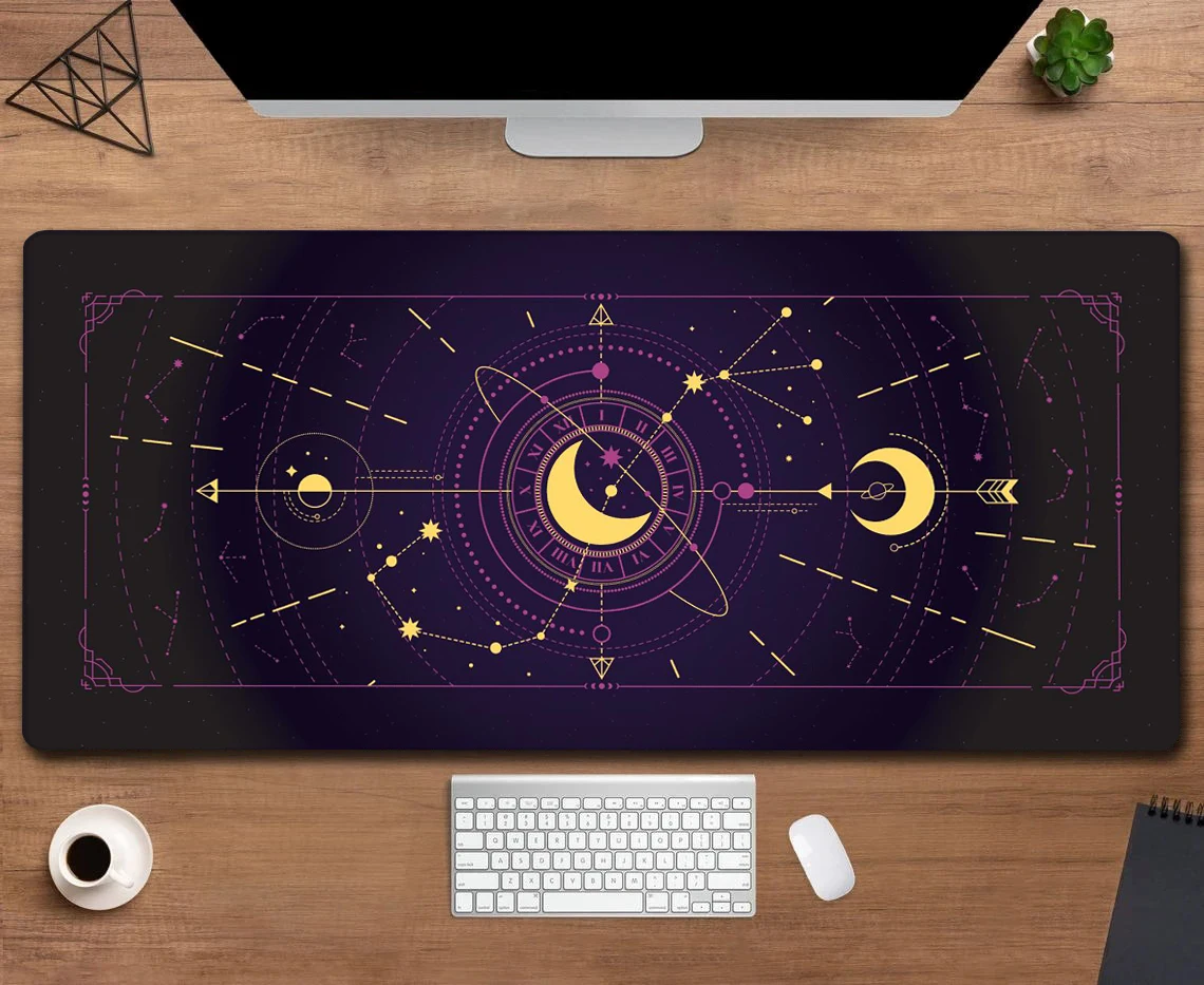 

Celestial Astrology Black and Gold Stars Non-slip Rubber Mousepad XXL Computer Gaming Accessories Keyboard Desktop Decorate Mats