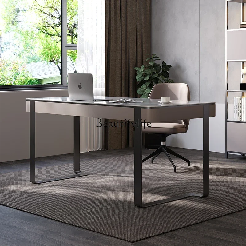 LJYModern مكتب بلاطة الصخور الإيطالية الحد الأدنى شقة صغيرة مكتب الراقية مكتب الكتابة الفولاذ المقاوم للصدأ #1