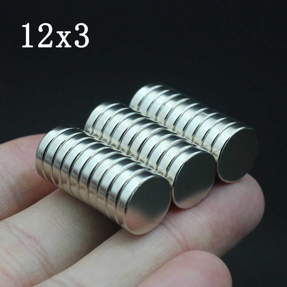 

20-300Pcs 12x3mm Round Shape Rare Earth Neodymium Super Strong Magnetic N35 NdFeB Magnet Fridge Door Acoustic Field Electronics