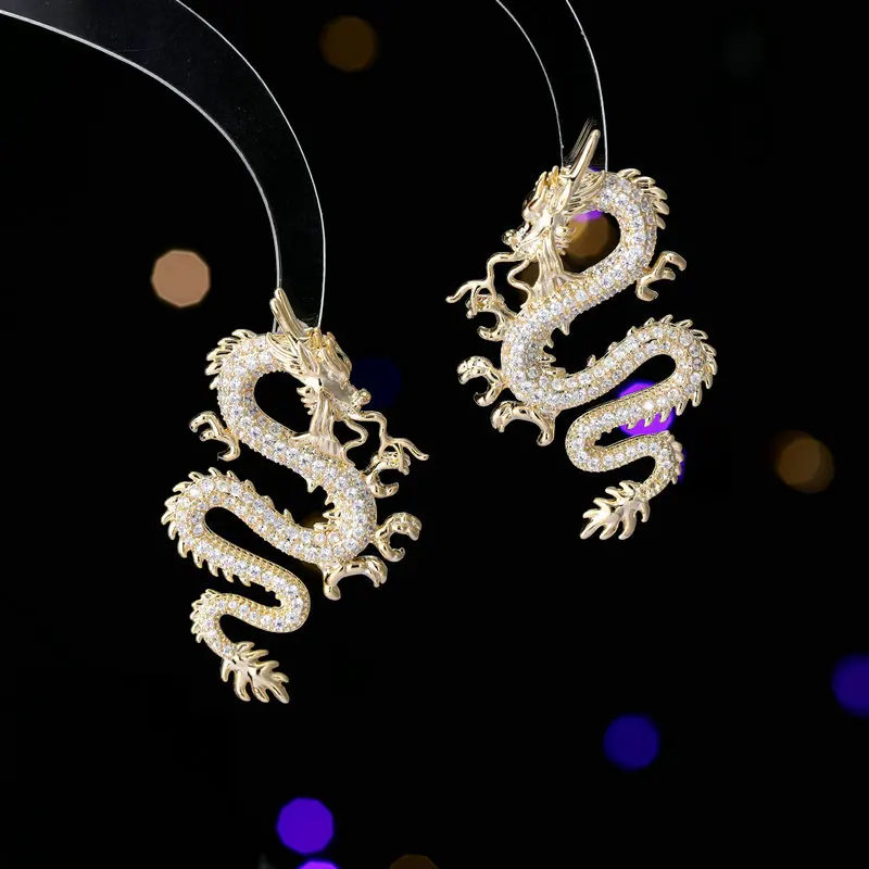 

Creative And Personalized Design, Dragon Year Zodiac Earrings With Chinese Style, Light Luxury, Fashionable And High-End, Copper