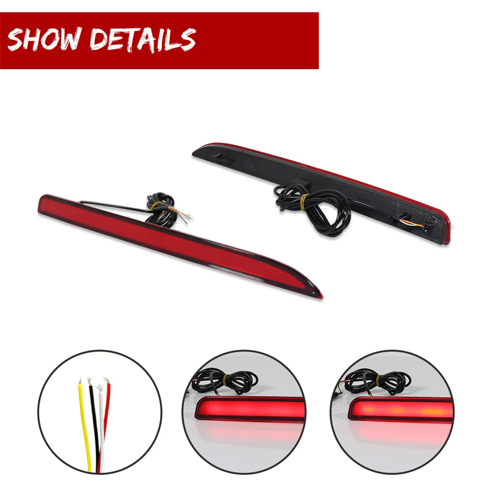 iJDM For 2016-2017 Ford Explorer 3D Optic Red Full LED Rear Bumper Reflector Lights, Function as Tail, Brake & Rear Fog Lamps