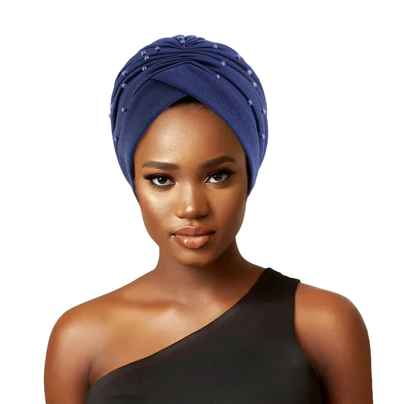 

Muslim Women Beaded Hijab Turban Hat Chemo Cap Indian Headscarf African Headties Hair Loss Bonnet Turbante Mujer Female Bandanas