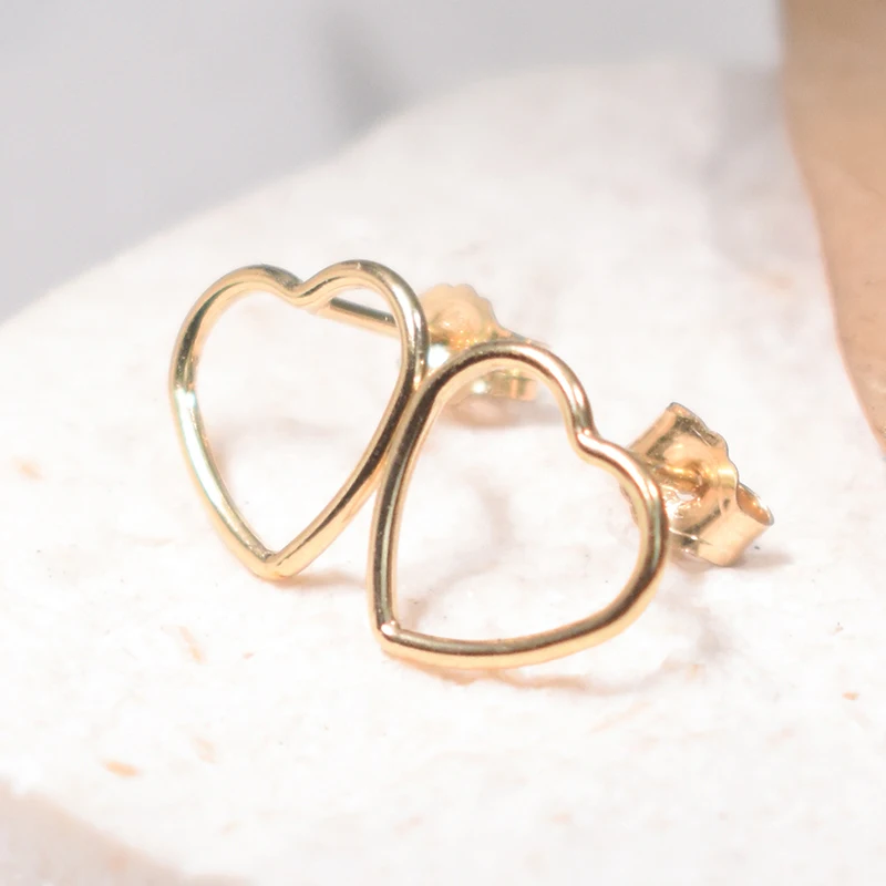 Heart Post Earring 14K Gold Filled Sparkle Heart Earrings Minimalism Jewelry Gold Filled Stud Earrings Boho Women Earring