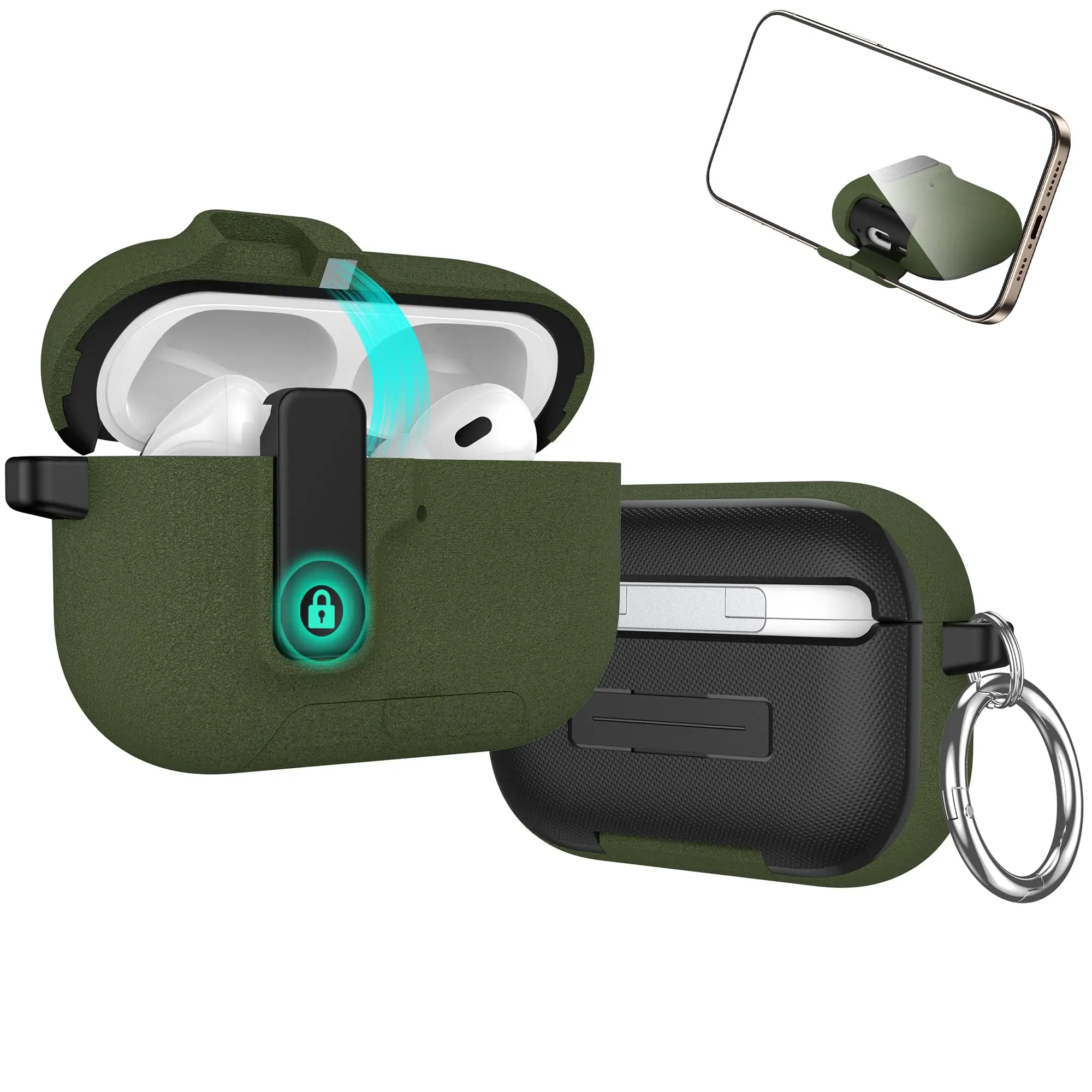 For AirPods Pro 3 Case with Secure Lock For AirPods Pro 3rd Generation Case Protective Cover with Phone Stand For AirPods Pro 3