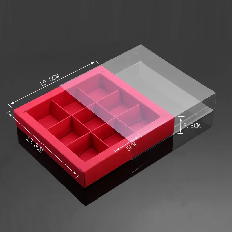 10Pcs 4/9 Grids Chocolate Macarons Mooncakes Packaging Box PVC Transparent Window Gift Box For Wedding Christmas Birthday Party