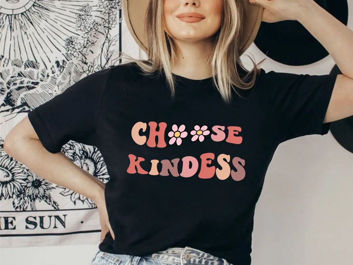 colored choose kindness tshirt retro women short sleeve christian tee shirt