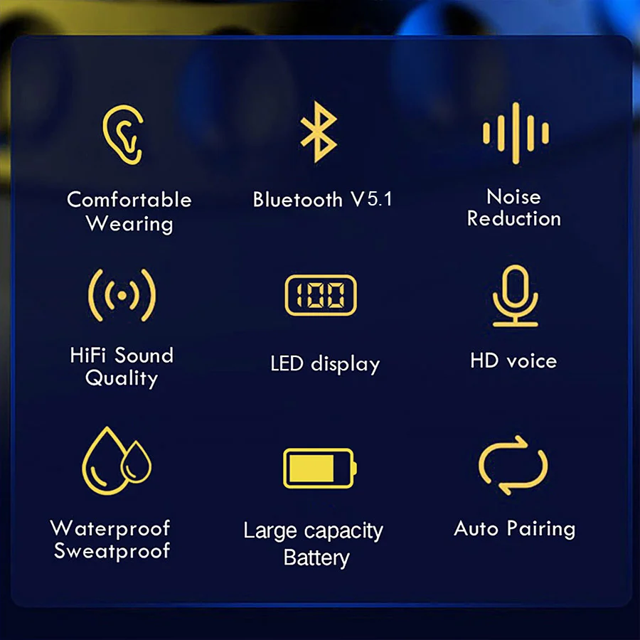 F9 TWS Bluetooth Headphones 3000mAh Charging Box Wireless Earphones With Microphone 9D Stereo Sports Waterproof Earbuds Headset