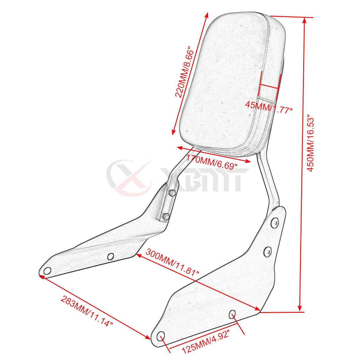 Motorcycle Chrome / Black Passenger Backrest Sissy Bar For Honda Magna 250 750 VF250 1995-2007 VF750 1994-2003