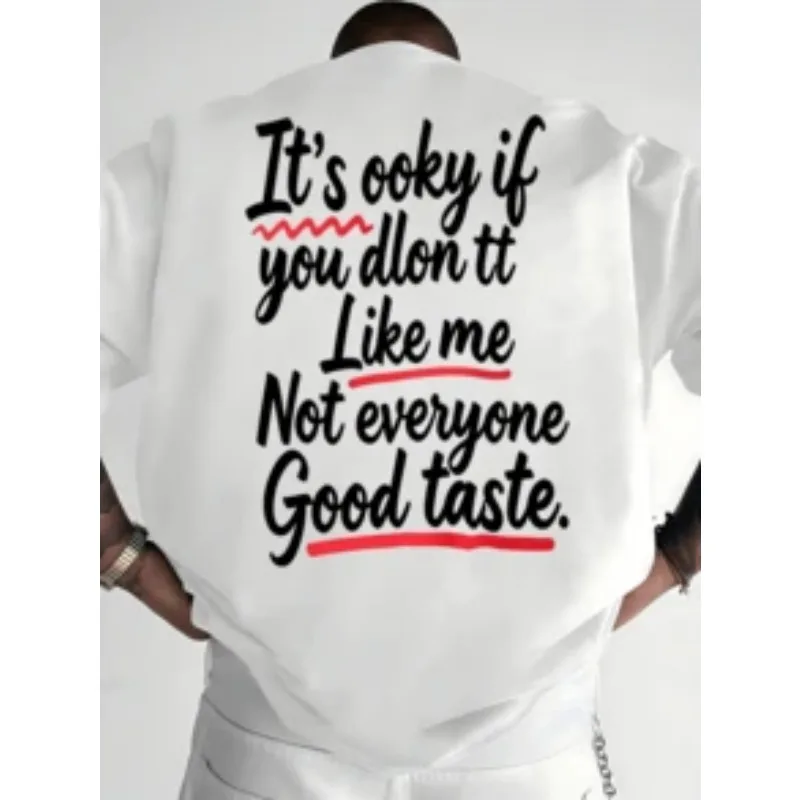 Men's White Confident Quote Round Neck Short Sleeved Casual Top with Eye-catching 