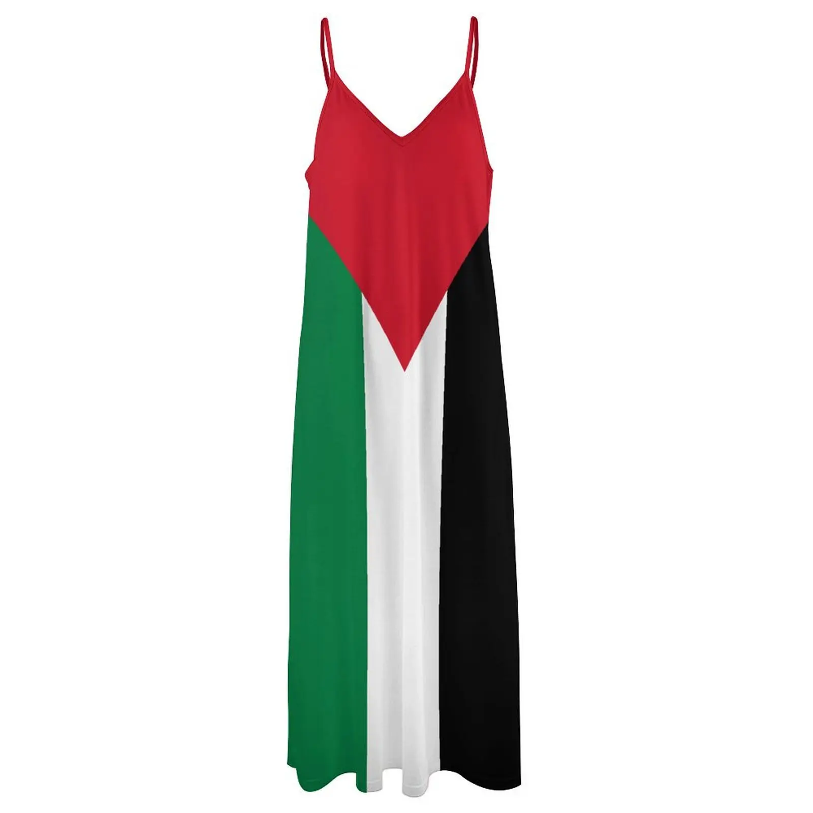 Long Dresses Dress Palestine Flag1 Print New Casual Sleeveless Women\'s V-Neck Printed Dress Swing Retro Dresses