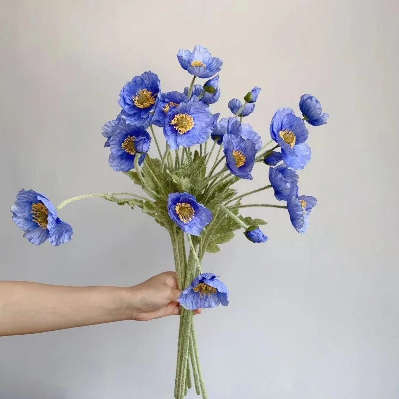 

10Pcs Silk Artificial Fake Flower Bouquet Bridal Shower Decor Wedding Artificial Corn Poppy Fake Flowers Ceremony Party Decor