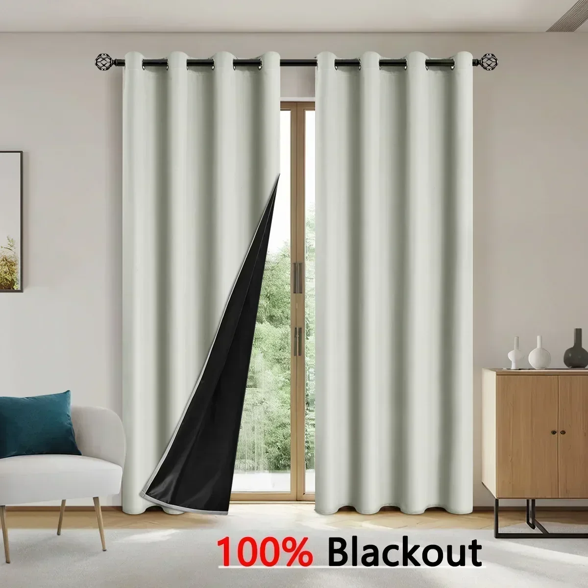 

Solid Color Full Shading and Sun Protection 100% Blackout Curtains - UV Protection Bedroom and Living Room Shading Curtains 커튼