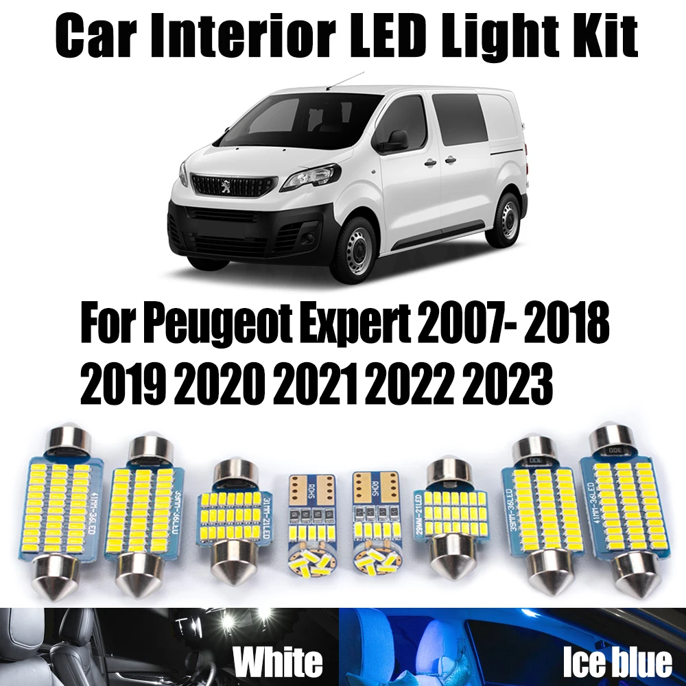 

13Pcs LED Interior Map Dome Light Kit For Peugeot Expert 2007- 2018 2019 2020 2021 2022 2023 Accessories Canbus Reading Bulbs