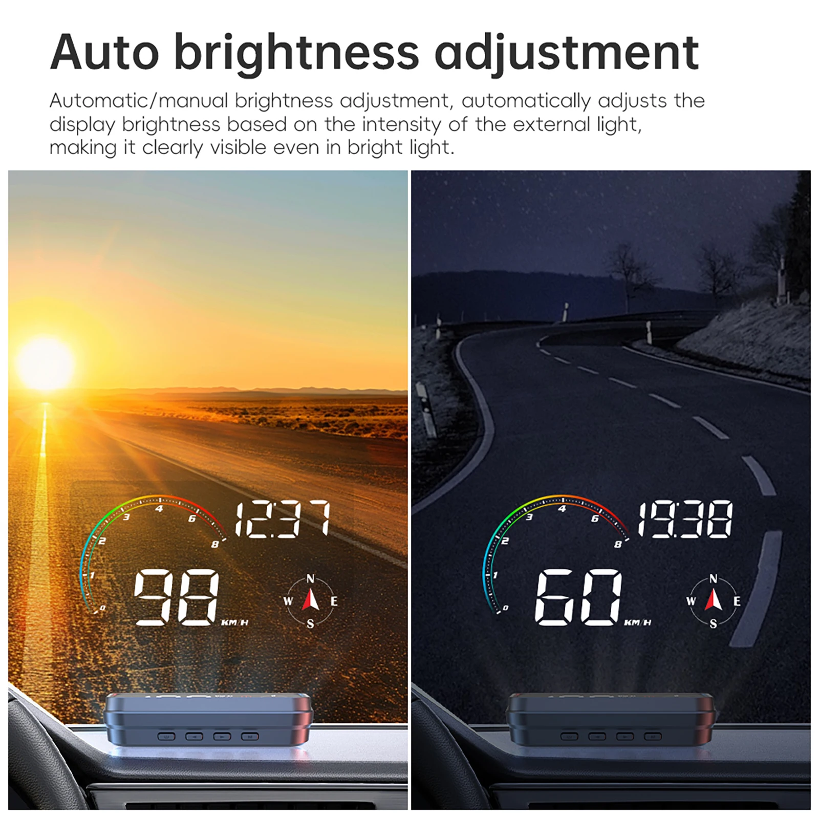 M24 Car HUD OBD+GPS Windshield Projector On Board Computer Speed RPM Fuel Consumpsion Water Temp Compass Car Accessories