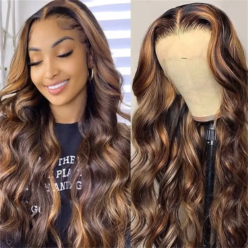 P4 27 Highlight Wig Human Hair Ombre Body Wave Lace Front Wig 200 Density Colored Lace Front Human Hair Wigs For Women