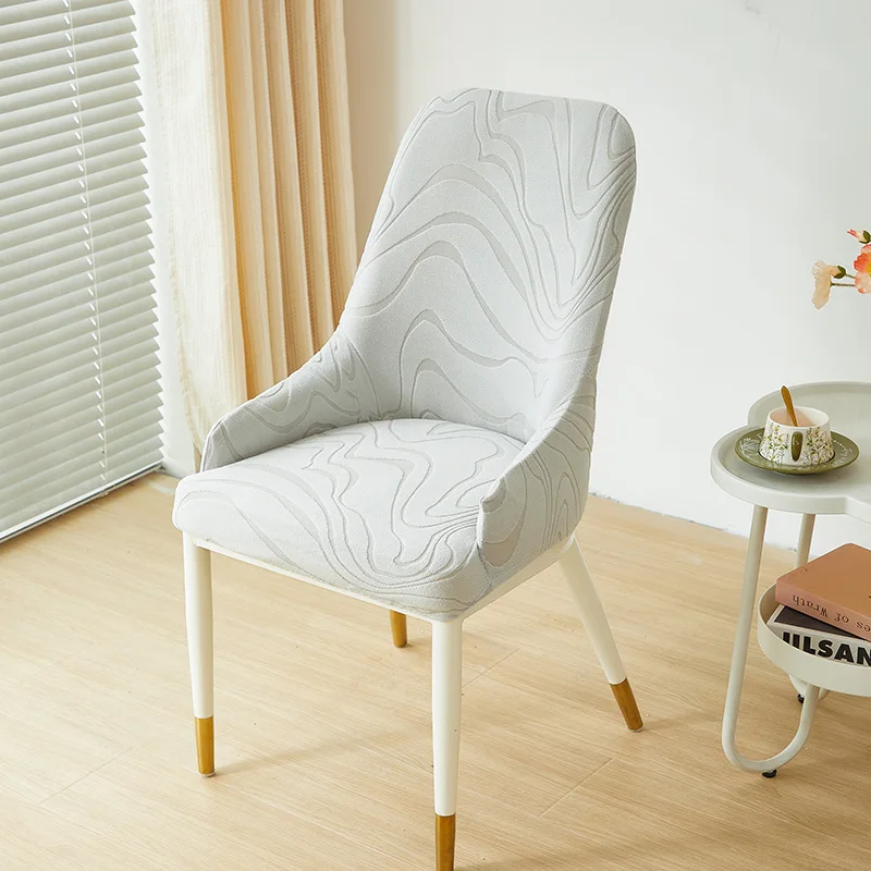 Stretch Curved Back Dining Chair Cover Washable Anti-Dirty Elastic Arc Seat Cover for Home Decor Four Seasons Universal(NO Chair