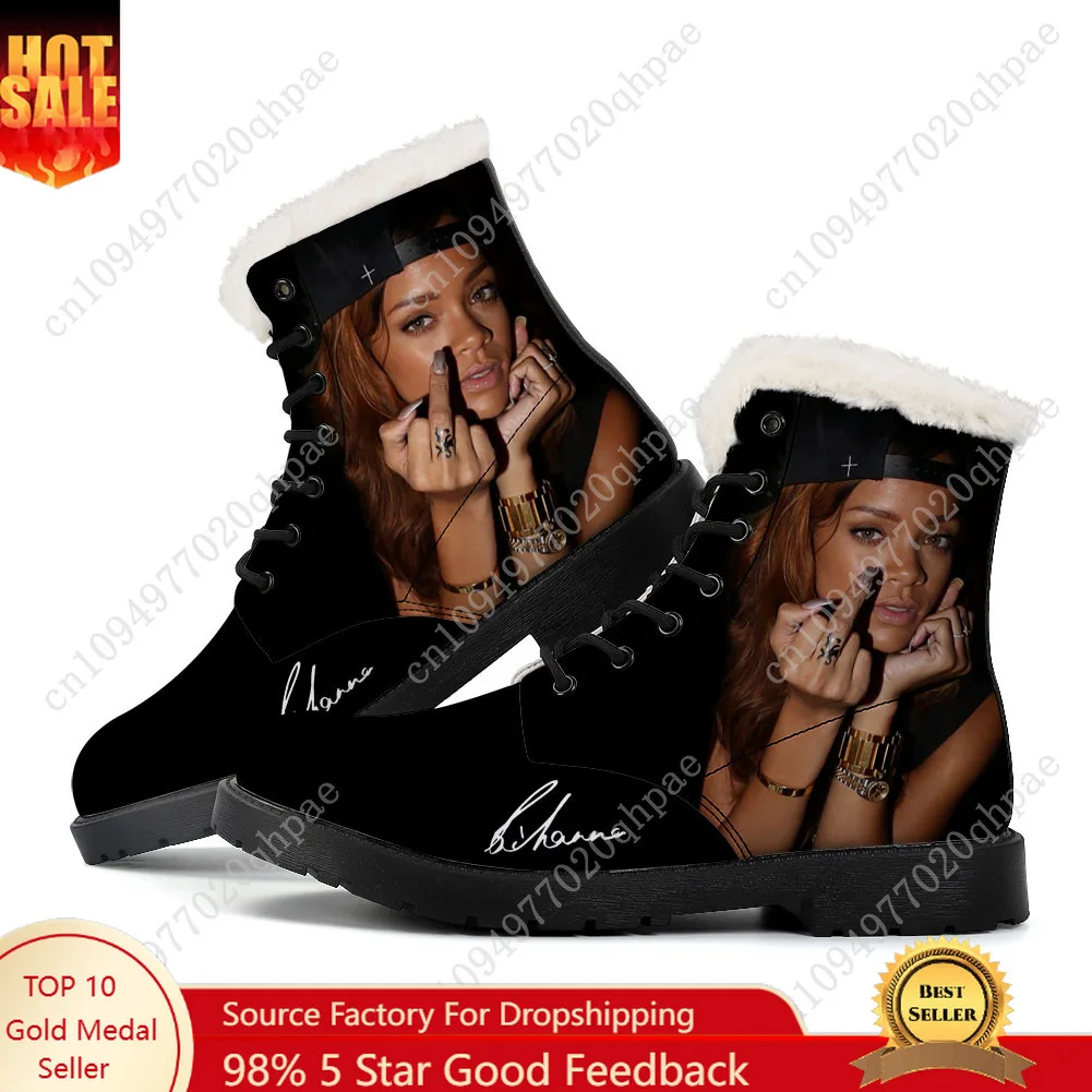 

R-Rihanna Plush Boots Mens Womens Teenager Shoes Casual Boot Outdoor Light High Quality Couple Print on Demand Customize Shoe