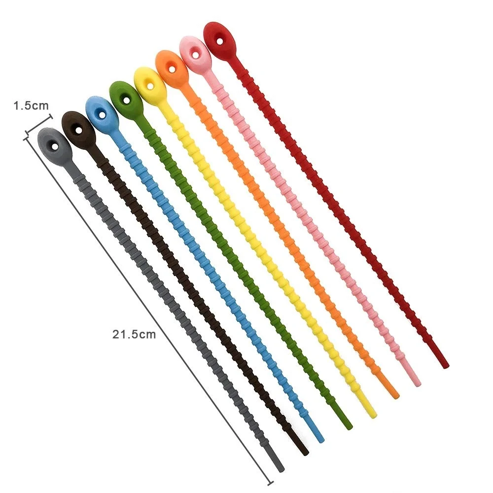 10 stücke wieder verwendbare Silikon kabelbinder verschiedene Farben Smart Krawatten Cord Wrap Organizer Gummi Twist Krawatten schwere wieder verwendbare Kabelbinder