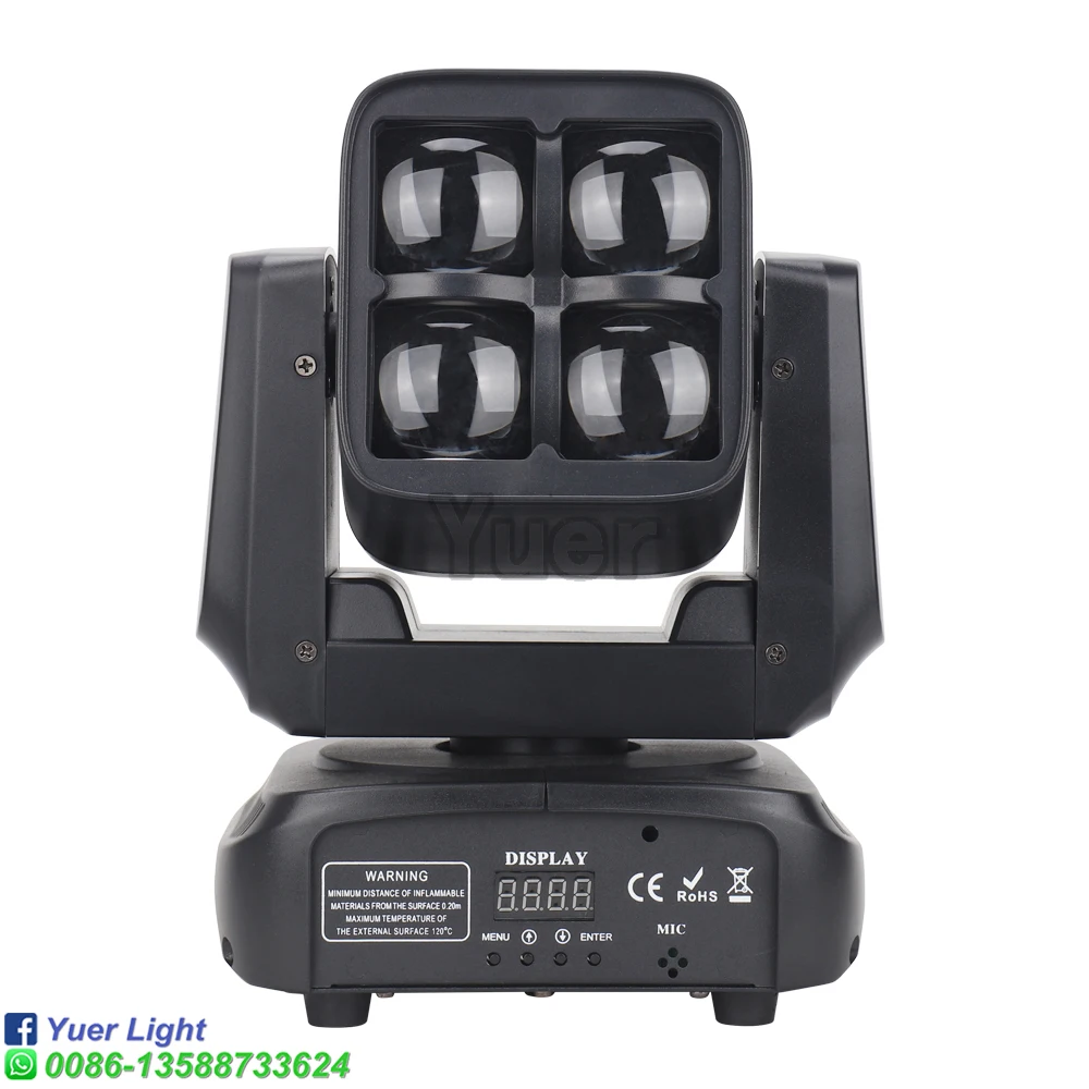 YUER NEW 4X30W RGBW 4IN1 0SRAM LED Moving Head Stage Effect Lighting Dj Disco Night Club Wedding Wash Beam Spot DMX Sound Modes