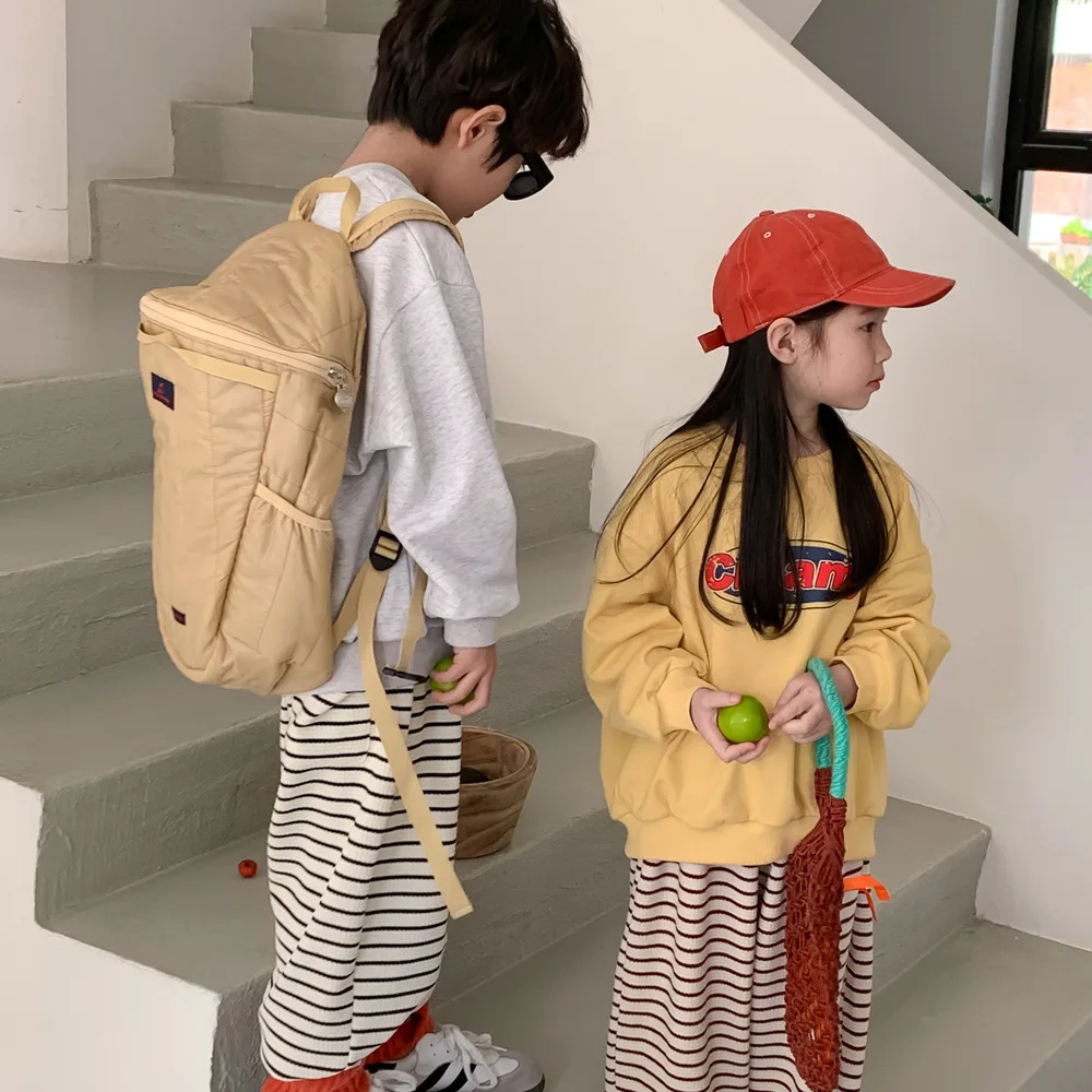 Felpa con cappuccio per bambini 2024 primavera stile coreano lettera stampata ragazzi e ragazze Casual girocollo manica lunga Casual allentato Top