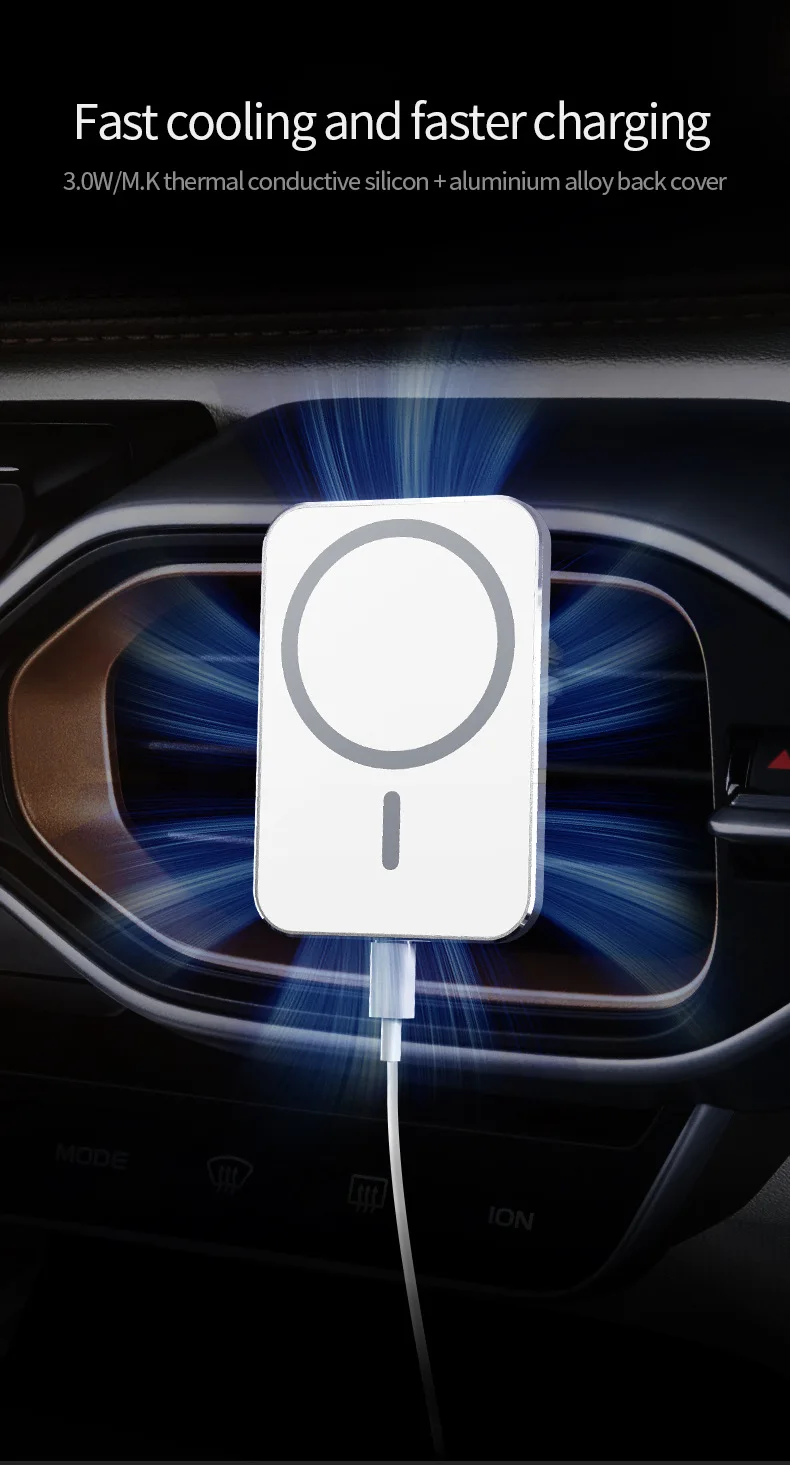 15W Magnetic Car Wireless Charger Car Magnetic Wireless Charging Bracket Aluminum Alloy Case for Apple 12