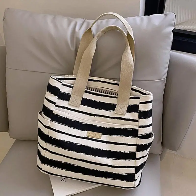 

Large Capacity Shoulder Bag for Women Shopping Tote Bag Casual Stripe Handbags 20CA