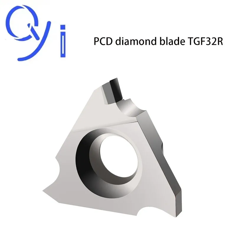 10 قطعة CNC PCD الماس الألومنيوم تركيب عمودي قوس R قطع شفرة الأخدود الضحلة بطاقة الربيع الأخدود قطع الحبوب TGF32R