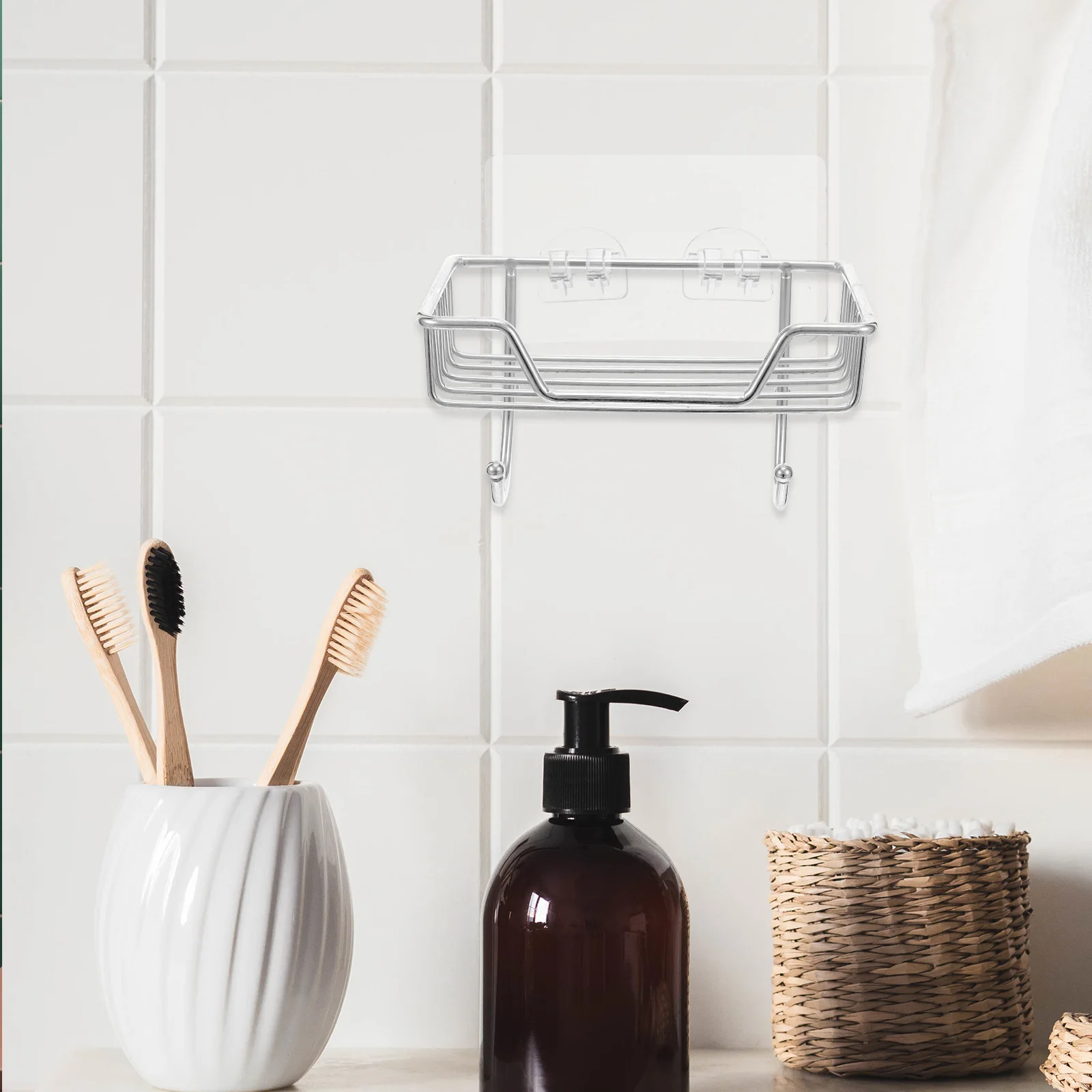 

Wall Mounted Soap Holder Stainless Steel Adhesive Soap Dish No Drill Shower Organizer Self-Draining Bathroom Rack -