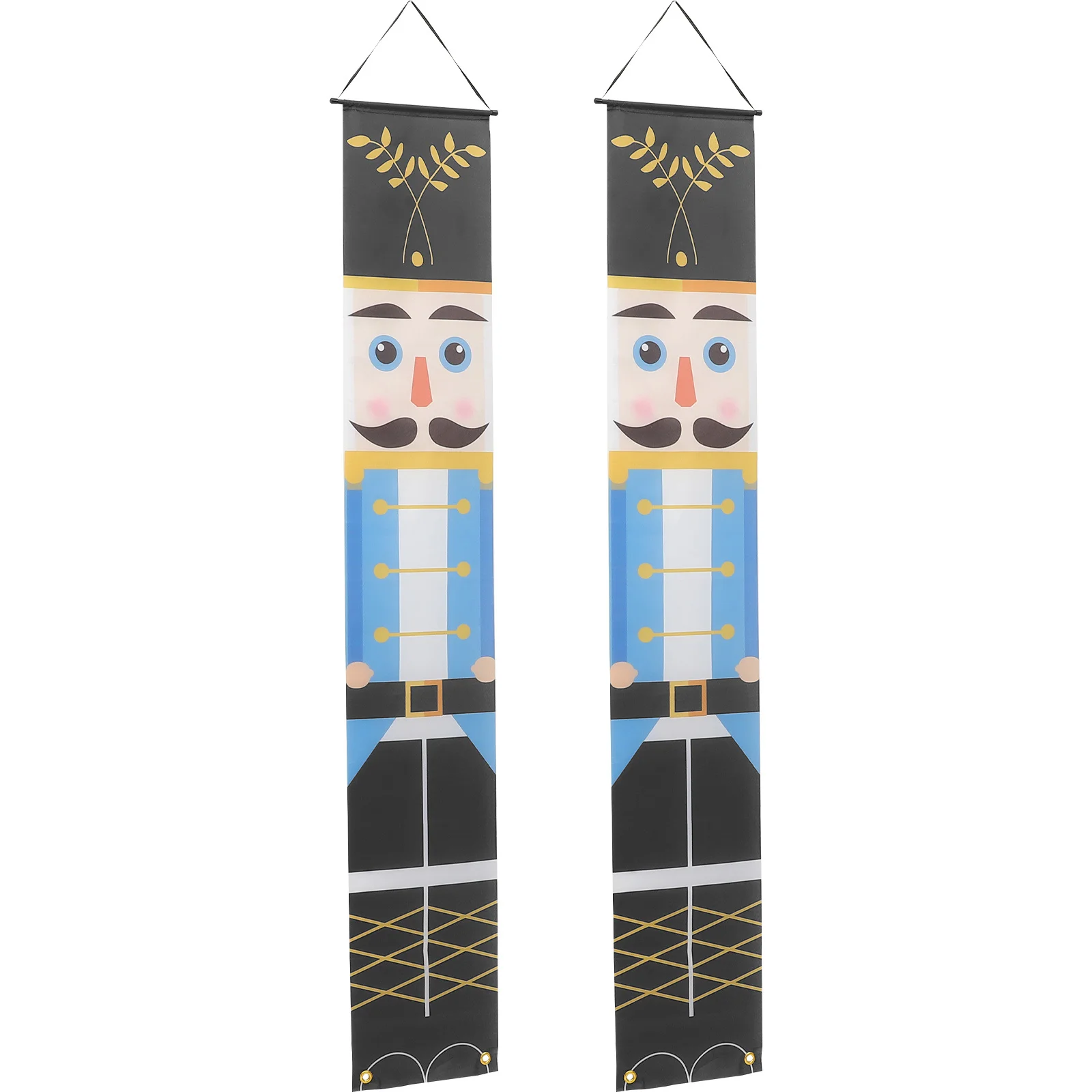 

1 Pair Nutcracker Christmas Couplets Polyester Door Porch Banner Outdoor Party Xmas Decoration Holiday Home Supplies Hanging