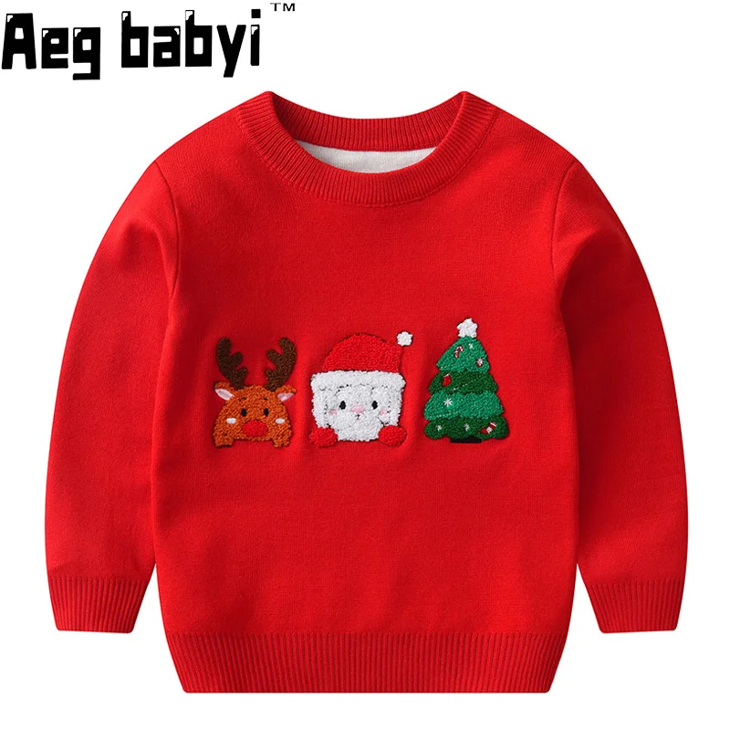 Baby Boy Girl Sweaters Kids Christmas Cartoon Knit Pullover Warm Sweaters Kids Clothes Autumn Winter Children Xmas Clothing