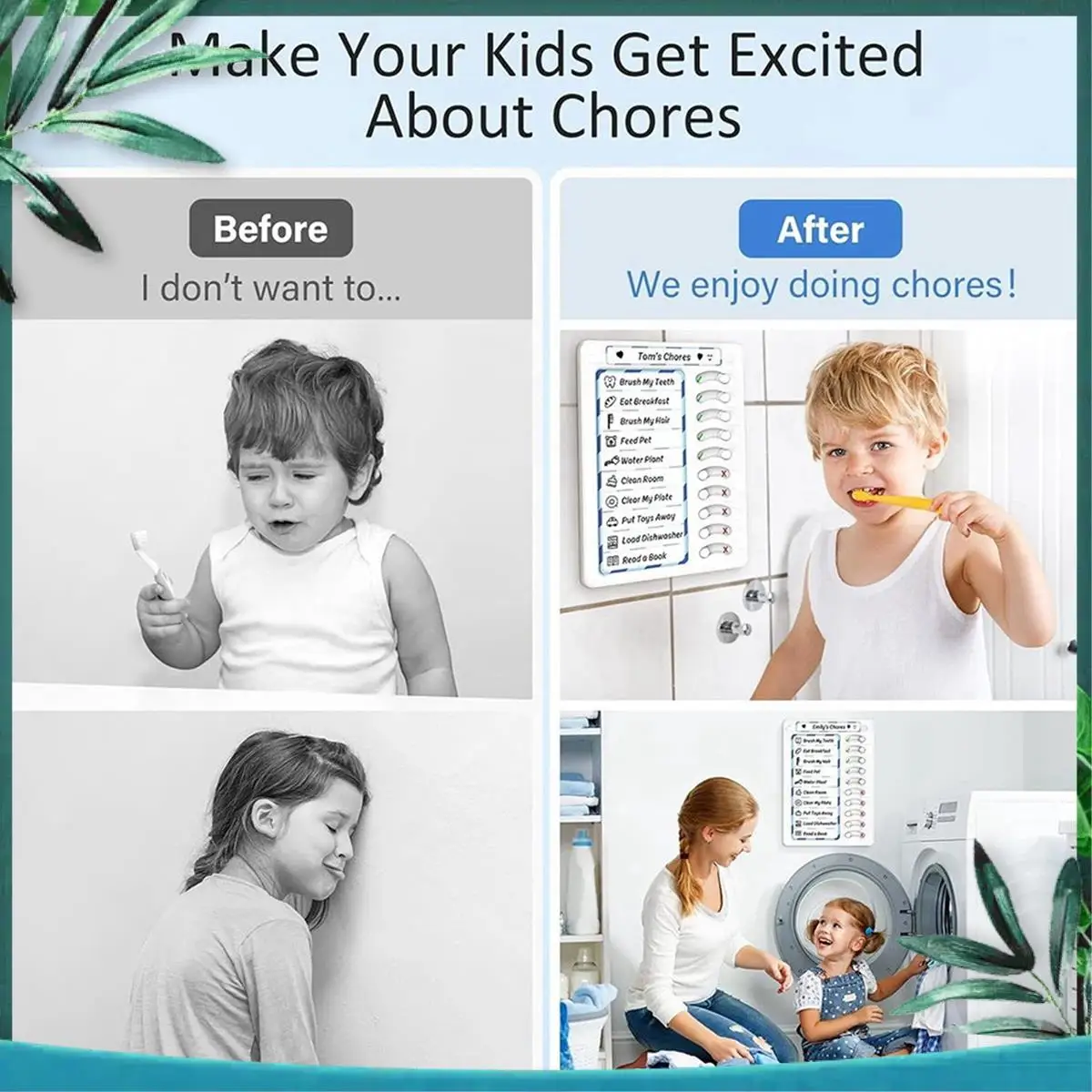 YSS-2X Erasable Chore Chart For Kids To Do List Routine Task Planning Board With Magnetic Stickers Refrigerator Magnet