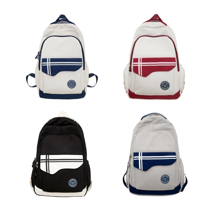 

Durable Nylon Student Backpack White and Blue