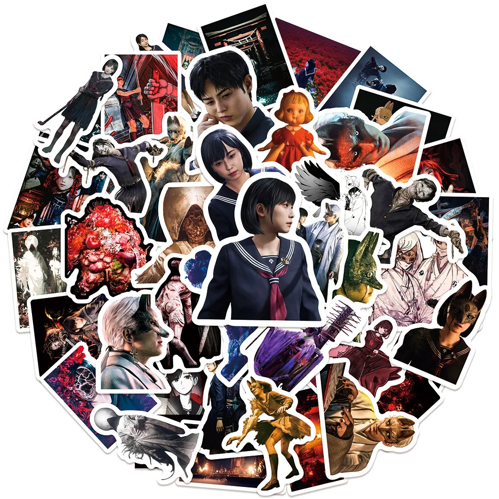 50 قطعة موضوع لعبة الرعب الجديدة سايلنت هيل F Deepwater الديك كوب ماء دفتر حساب ملصق عيد الميلاد مهرجان هدية #2