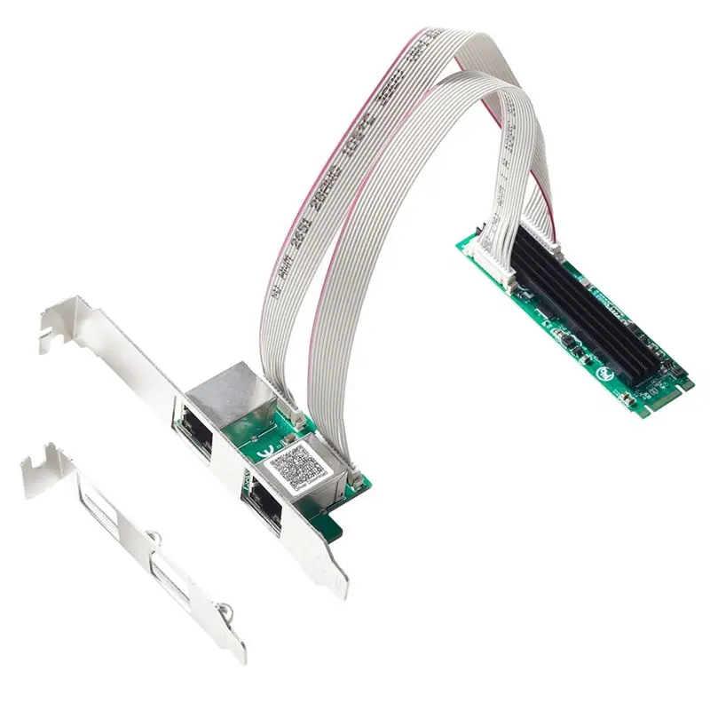 Superior M.2 To Dual Port 2.5G Ethernet NIC Network Card M.2 22X80mm Size B Key And M Key 2500 Mbps RTL8125B Chipset