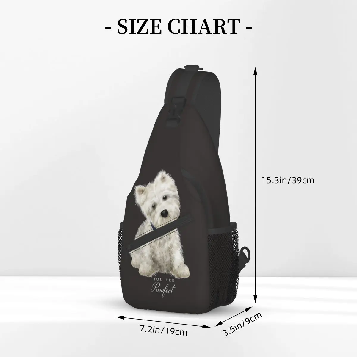 Westie West Highland Terrier pies torba typu Crossbody Sling Bag casualowa torba noszona na klatce piersiowej uroczy szczeniak plecak na ramię plecak wędrówki sportowe