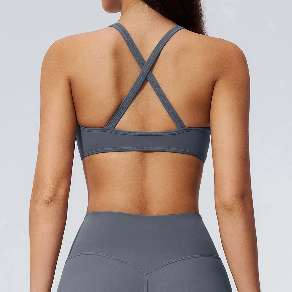 Women's Cross Back Sports Bra Yoga Bra V-Neck Breathable ShockProof Crop Tops Workout Underwear Fitness Bras Running Yoga Vest