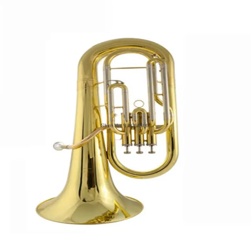 Professional Euphonium 3 Straight Key Bb Bass French Horn Gold Lacque Trumpet Brass Material Musical Instruments JBEP-1180