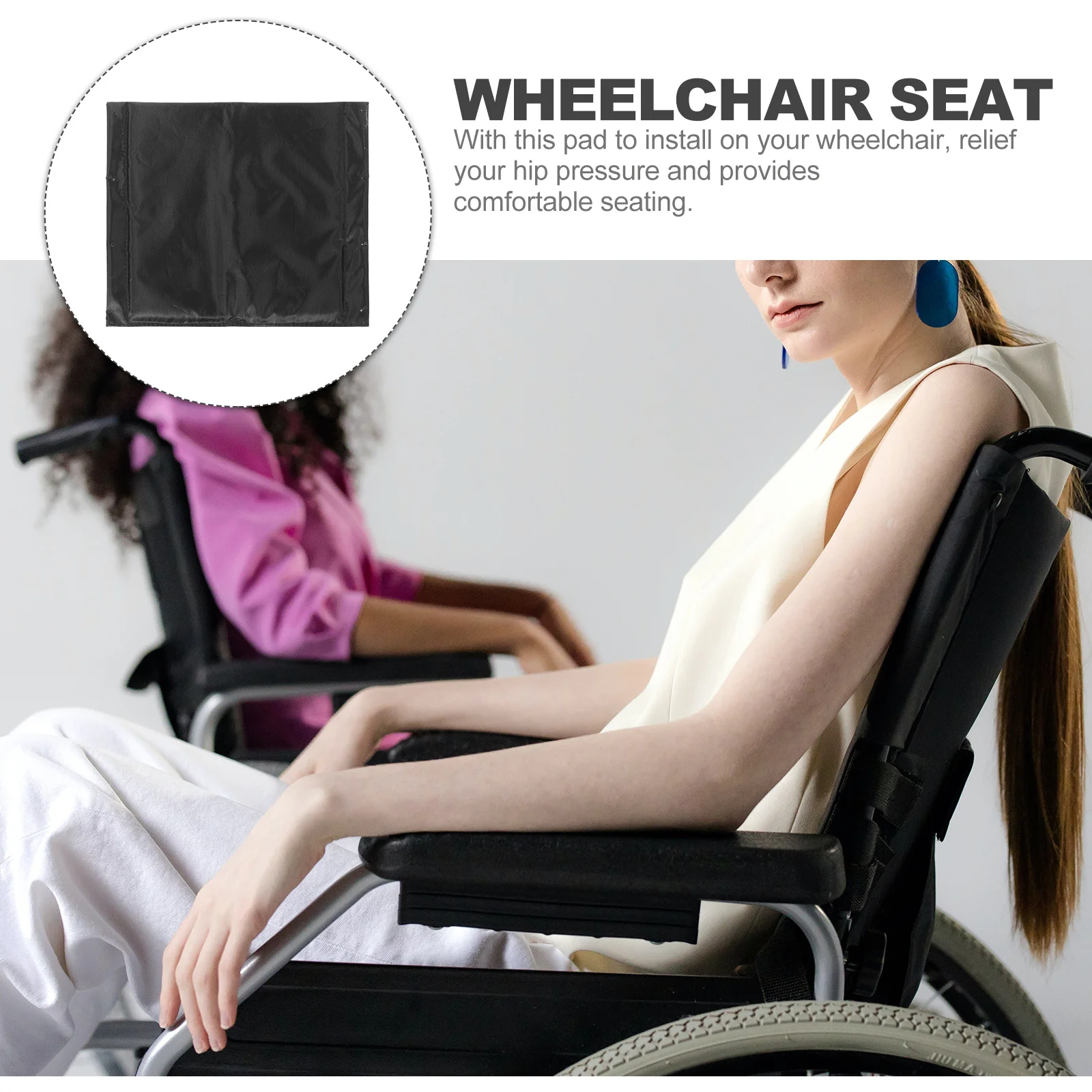 

Wheelchair Seat Cushion Thick Oxford Cloth Sponge Pad Breathable Resistant Black For Chairs Seniors Adults Fishing