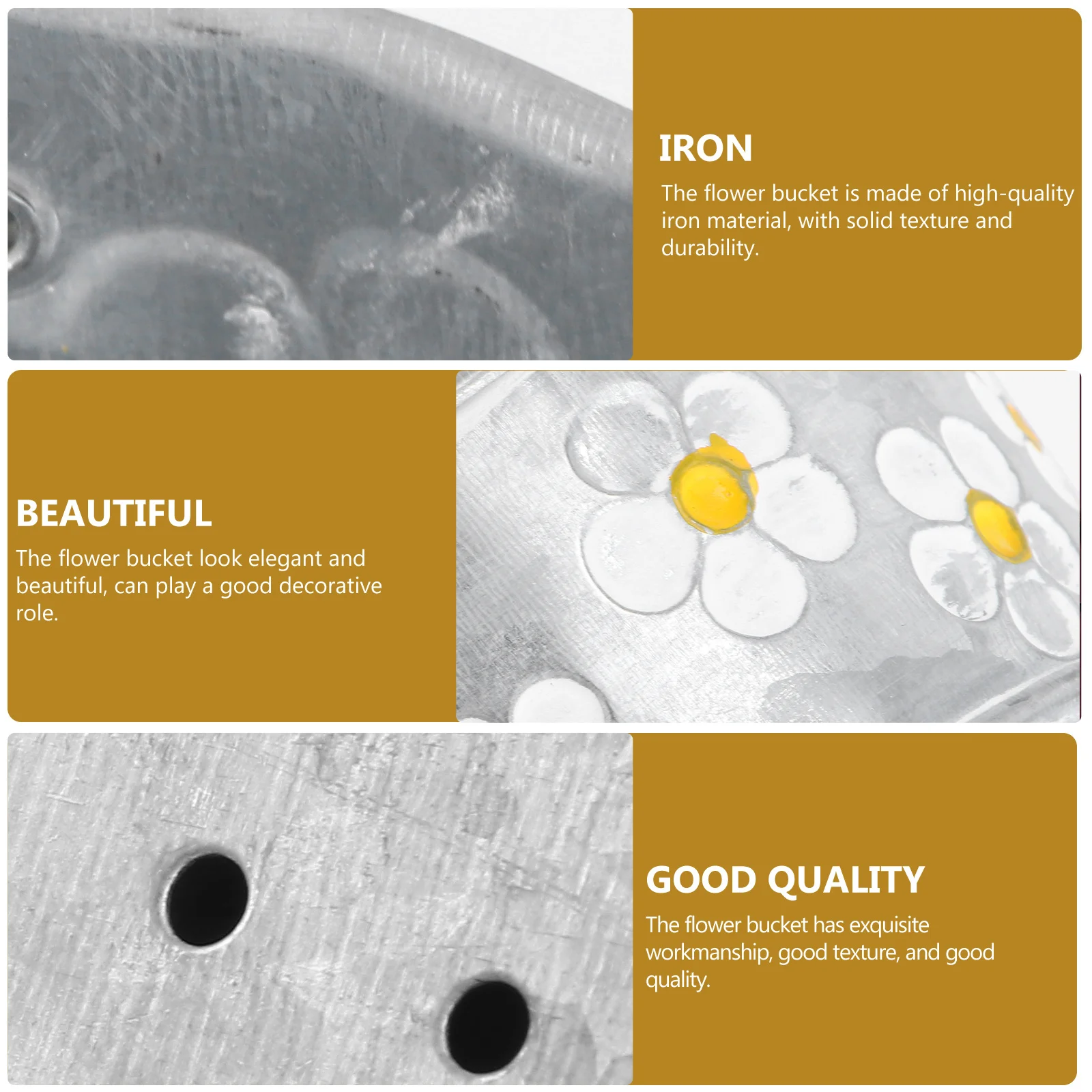 

2Pcs Vintage Iron Flower Bucket Silver Retro Decorative Flower Container Home Balcony Decor Multiuse Decorative Bucket