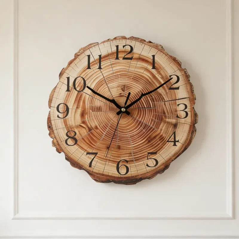 One-Piece Wood Grain Wall Clock for Ozon Cross-Border TK Living Room Decoration Simple Creative Clock