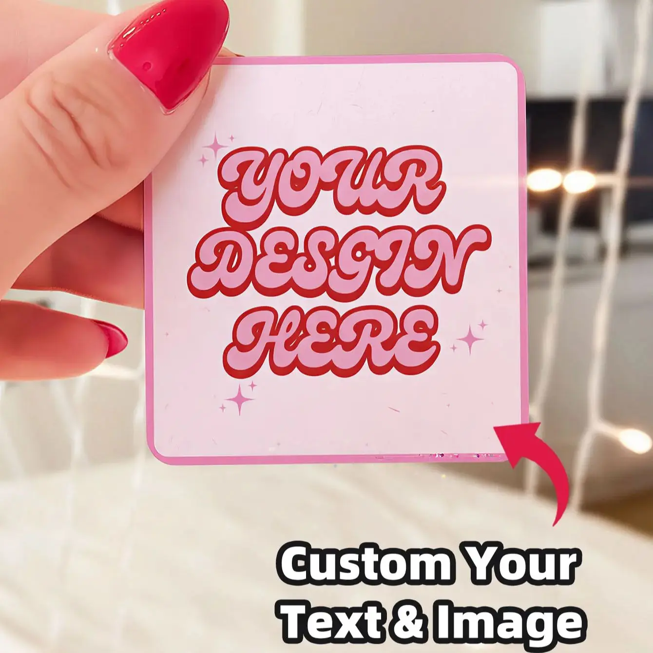 1/60/120 Pcs Custom Square Clear Waterproof Stickers Personalized for Party Label Packaging