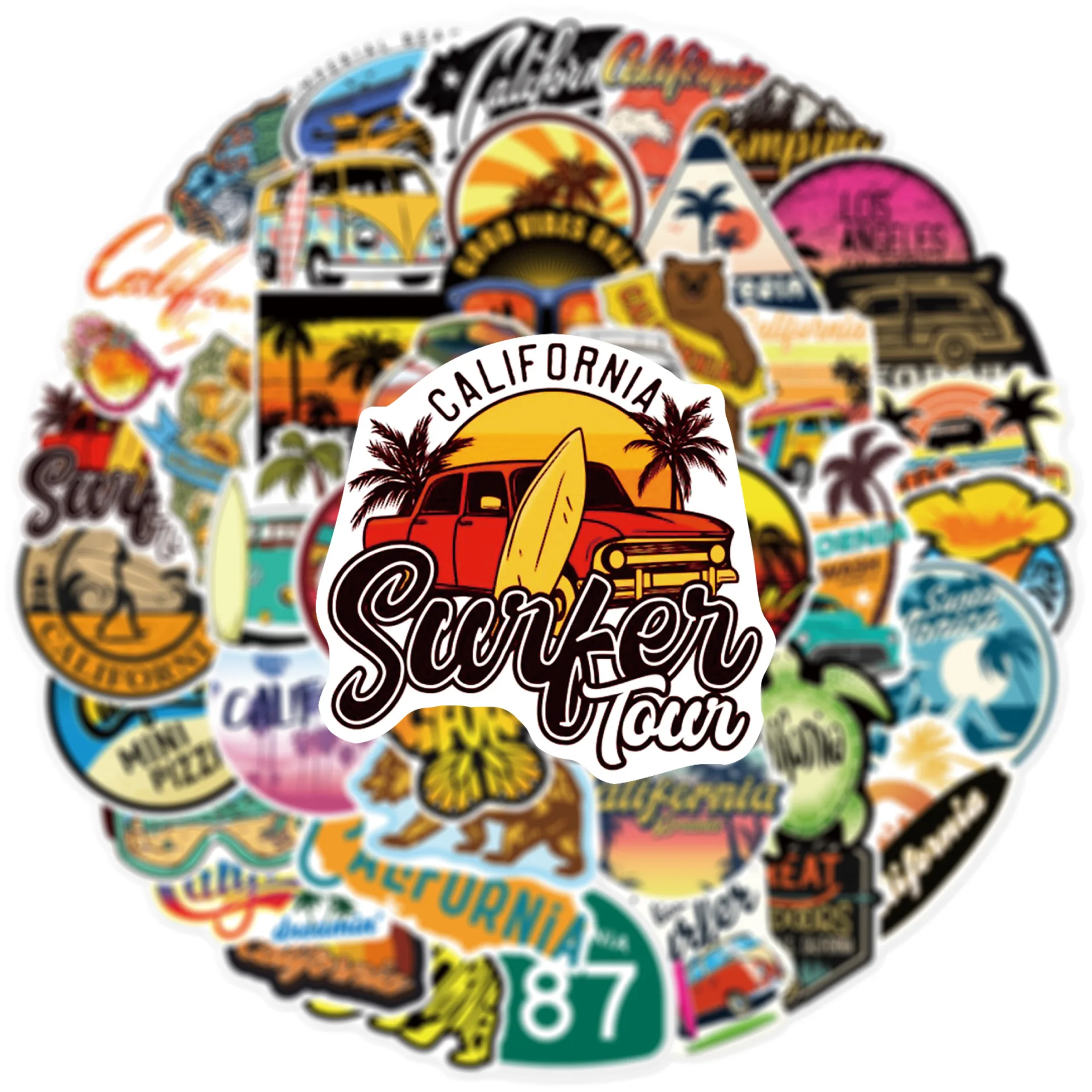 50 stuks mooie California-serie graffitistickers voor mobiele telefoon shell skateboard decoratieve stickers DIY speelgoedstickerpakket