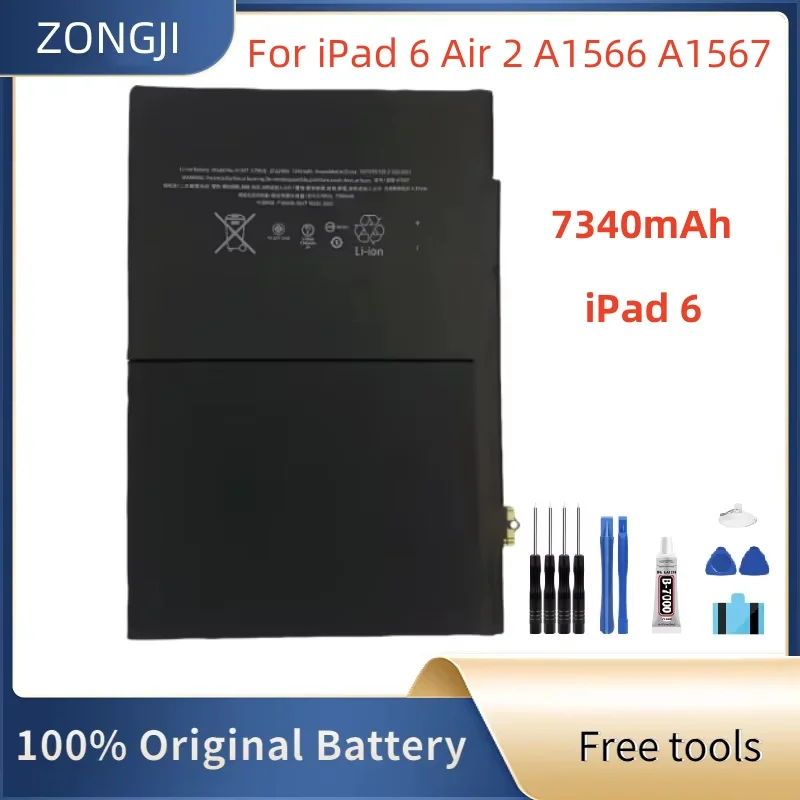 New Battery For iPad 6 Air 2 A1893 7340mAh Replacement Battery For iPad 6 Air 2 A1566 A1567 A1547 Batteries + Tools