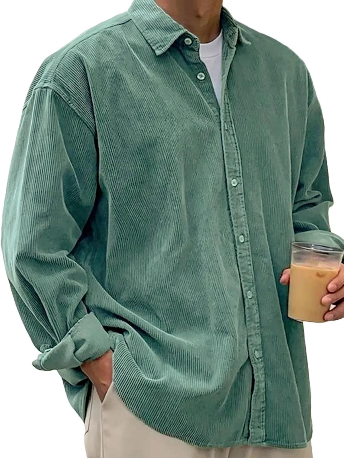 Customized LOGO Men's New Corduroy Shirt Long Sleeve Trend Casual Loose Autumn and Winter Thick Shirt Jacket